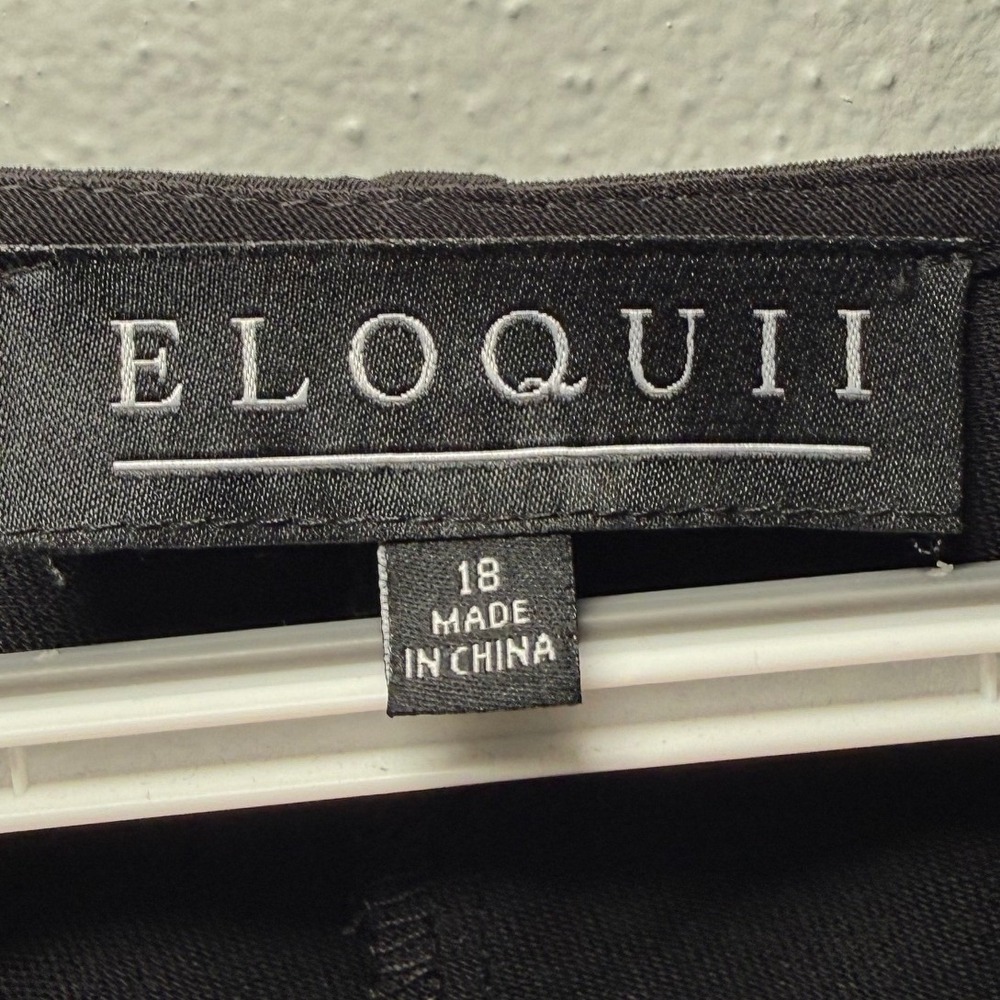 ELOQUII Black Bell Sleeve Tie Back Top Tunic Shirt Womens‎ 18 Career Minimalist - Picture 2 of 9